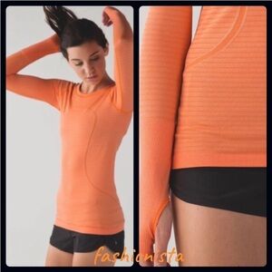 RARE Like new! Lululemon Swiftly Tech Heathered Pizzazz Orange/Gray T-shirt